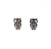 E000841 Genuine Sterling Silver Earrings Owl Solid Hallmarked 925 Handmade